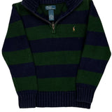 Age 7 Polo By Ralph Lauren Striped 1/4 Zip - Small Green Cotton
