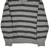 Tommy Hilfiger Striped Jumper - Medium Grey Cotton