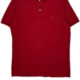 Tommy Hilfiger Slim Fit Polo Shirt - Large Red Cotton