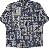 Kahala Floral Hawaiian Shirt - Large Blue Cotton