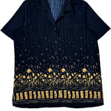 Unbranded Floral Short Sleeve Shirt - XL Gold Cotton