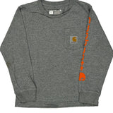 Age 5 Carhartt Spellout Long Sleeve T-Shirt - XS Gray Cotton