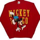 Mickey Mouse Disney Cartoon Sweatshirt - Large Red Cotton