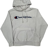 Reverse Weave Champion Spellout Hoodie - Large White Cotton