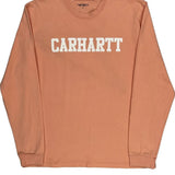 Carhartt Spellout Long Sleeve T-Shirt - Large Orange Cotton