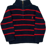 Age 12 Months Polo By Ralph Lauren Striped 1/4 Zip - 3XS Navy Cotton