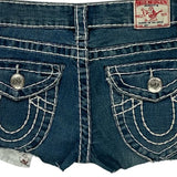 True Religion Mini Denim Shorts - 28W US 0 Blue Cotton