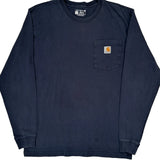 Carhartt Long Sleeve T-Shirt - Small Navy Cotton