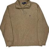Polo By Ralph Lauren 1/4 Zip - 2XL Beige Cotton
