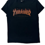 Flame Logo Thrasher Graphic T-Shirt - Medium Black Cotton
