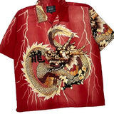 Dragon Print Ur Graphic Hawaiian Shirt - XL Red Cotton