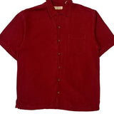 Wine A Little Tommy Bahama Graphic Short Sleeve Shirt - Medium Red Silk