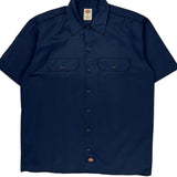 Dickies Short Sleeve Shirt - Large Navy Polyester Blend