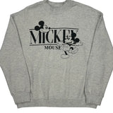 Mickey Mouse Disney Cartoon Sweatshirt - Medium Gray Cotton Blend