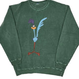 Road Runner Looney Tunes Cartoon Sweatshirt - Large Green Cotton