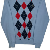 Classic Argyle Pattern Lacoste Argyle Sweater - Medium Navy Cotton