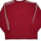 Adidas Striped Sweatshirt - Large Red Cotton Blend