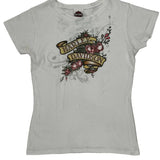 Harley Davidson Graphic T-Shirt - Medium White Cotton