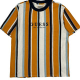 Guess Striped T-Shirt - Large Orange Cotton