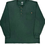 Dickies Henley Long Sleeve T-Shirt - XL Green Cotton