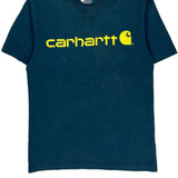 Loose Fit Carhartt Spellout T-Shirt - Small Blue Cotton