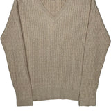 Tommy Hilfiger Cable Knit Sweater - Large Beige Cotton