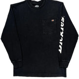 Dickies Spellout Long Sleeve T-Shirt - Small Black Cotton