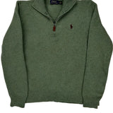 Polo By Ralph Lauren 1/4 Zip - Large Green Wool
