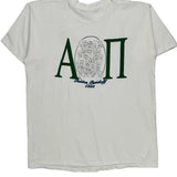 Single Stitch Greek Letters Fruit Of The Loom Graphic T-Shirt - XL White Cotton