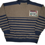 90S Cezar Striped Sweatshirt - Large Brown Cotton