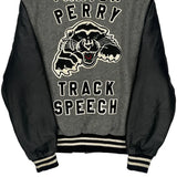 Paxton Perry Track Speech Holloway College Varsity Jacket - Small Black Leather
