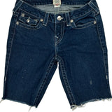True Religion Studded Denim Shorts - 28W UK 6 Dark Wash Denim
