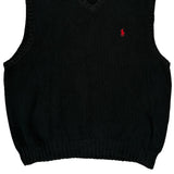 Polo By Ralph Lauren Sweater Vest - Large Black Cotton