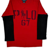 Age 7 Polo By Ralph Lauren Graphic Long Sleeve T-Shirt - Small Red Cotton
