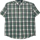 Gant Checked Short Sleeve Shirt - Large Green Cotton Blend