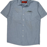 Rush Red Kap Striped Short Sleeve Shirt - Medium Blue Polyester Blend