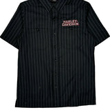 Harley Davidson Striped Short Sleeve Shirt - Small Black Polyester