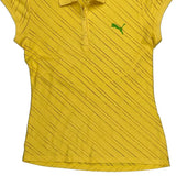 Puma Striped Polo Shirt - Large Yellow Cotton