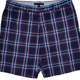 Tommy Hilfiger Checked Chino Shorts - 36W 10L Blue Cotton
