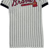 1980s Braves Majestic Pinstripe Jersey - Small White Cotton