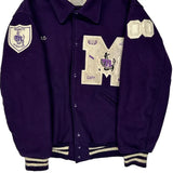 Marinette Athletics Delong College Varsity Jacket - Large Purple Wool