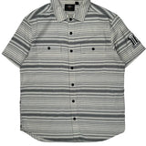 Harley Davidson Striped Short Sleeve Shirt - Large Gray Cotton