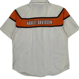 Harley Davidson Spellout Short Sleeve Shirt - Medium White Cotton