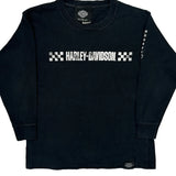Museum Harley Davidson Spellout Long Sleeve T-Shirt - Small Black Cotton