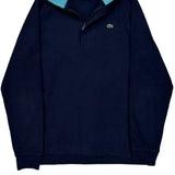 Lacoste Collared 1/4 Zip - Large Blue Cotton