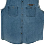 Motorcycles Harley Davidson Graphic Denim Vest - XL Blue Cotton