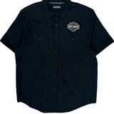 Harley Davidson Short Sleeve Shirt - XL Black Cotton Blend