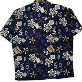 Rokok Floral Hawaiian Shirt - Large Brown Cotton