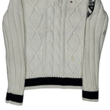 Shield Patch On Sleeve Tommy Hilfiger 1/4 Zip - Medium White Cotton