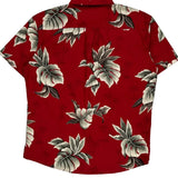 High Surf Floral Hawaiian Shirt - Medium Red Cotton
